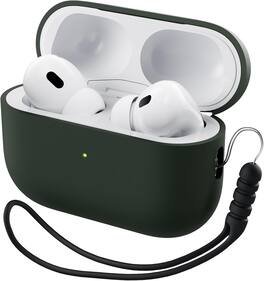 Ornarto - for AirPods Pro 2 Case (2022), Protective Liquid Silicone Cover with Lanyard, Front LED Visible Case - Sage Green