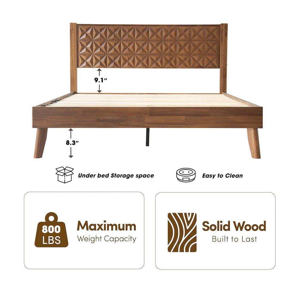 9.1" 8.3" Under bed Storage space Easy to Clean 800 Maximum LBS Weight Capacity Solid Wood Built to Last