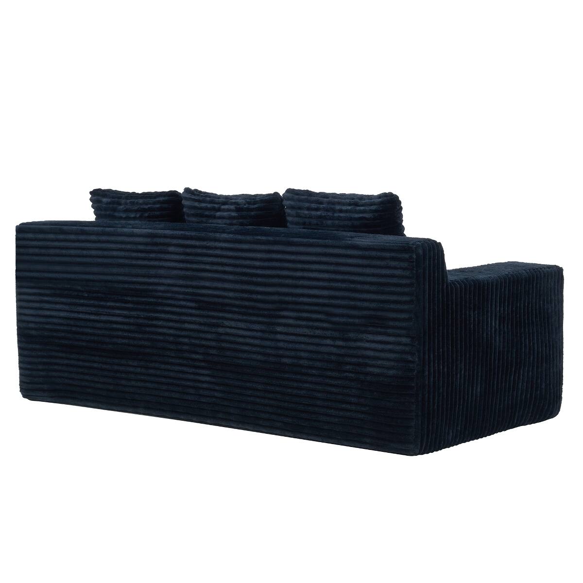 Alt View 2. Ropilly - Ropilly Black Corduroy Sofa Deep Seat Couch Soft Memory Foam Three Seat Sofa No Assembly - Black.