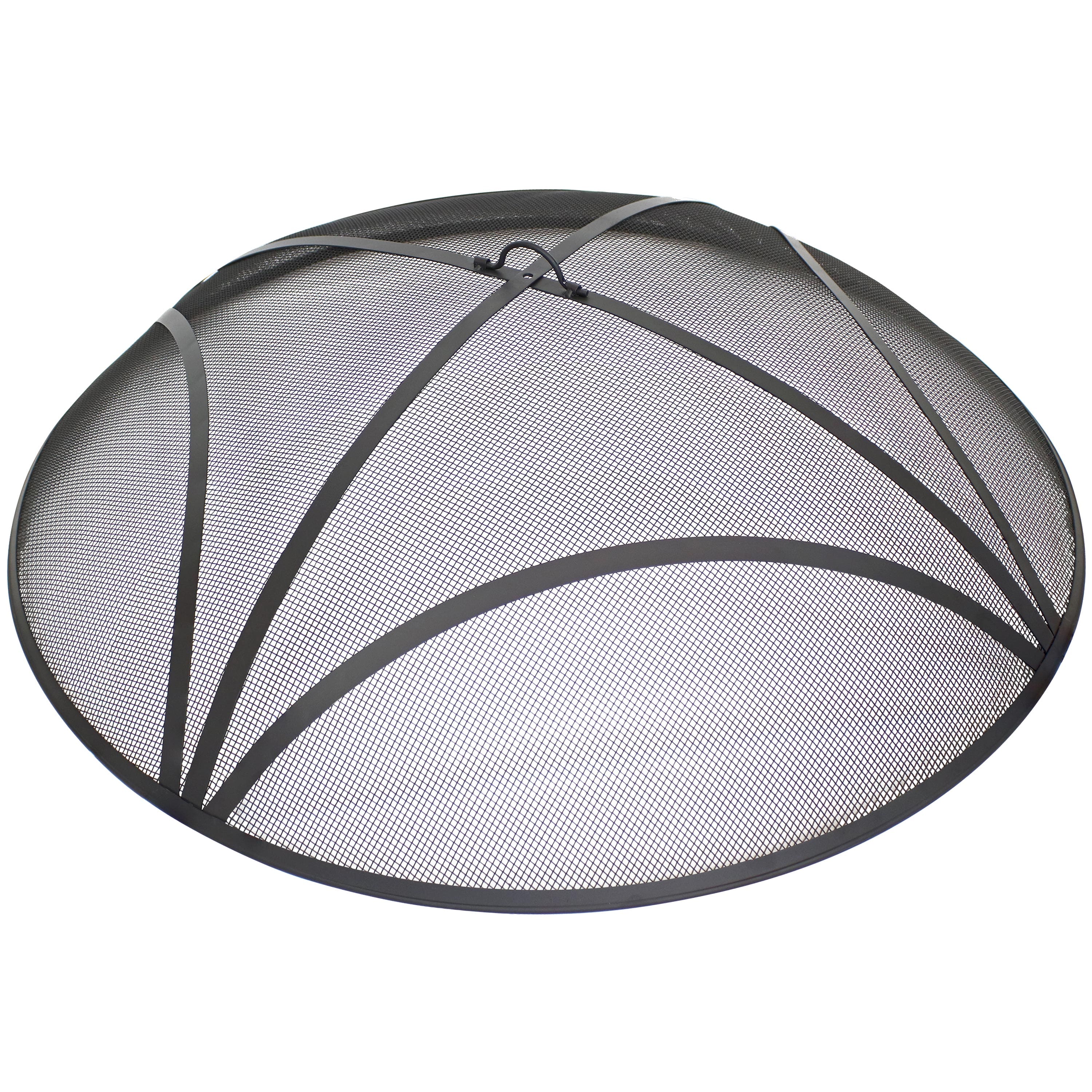 Sunnydaze - 40 in Reinforced Steel Mesh Round Fire Pit Spark Screen - Black