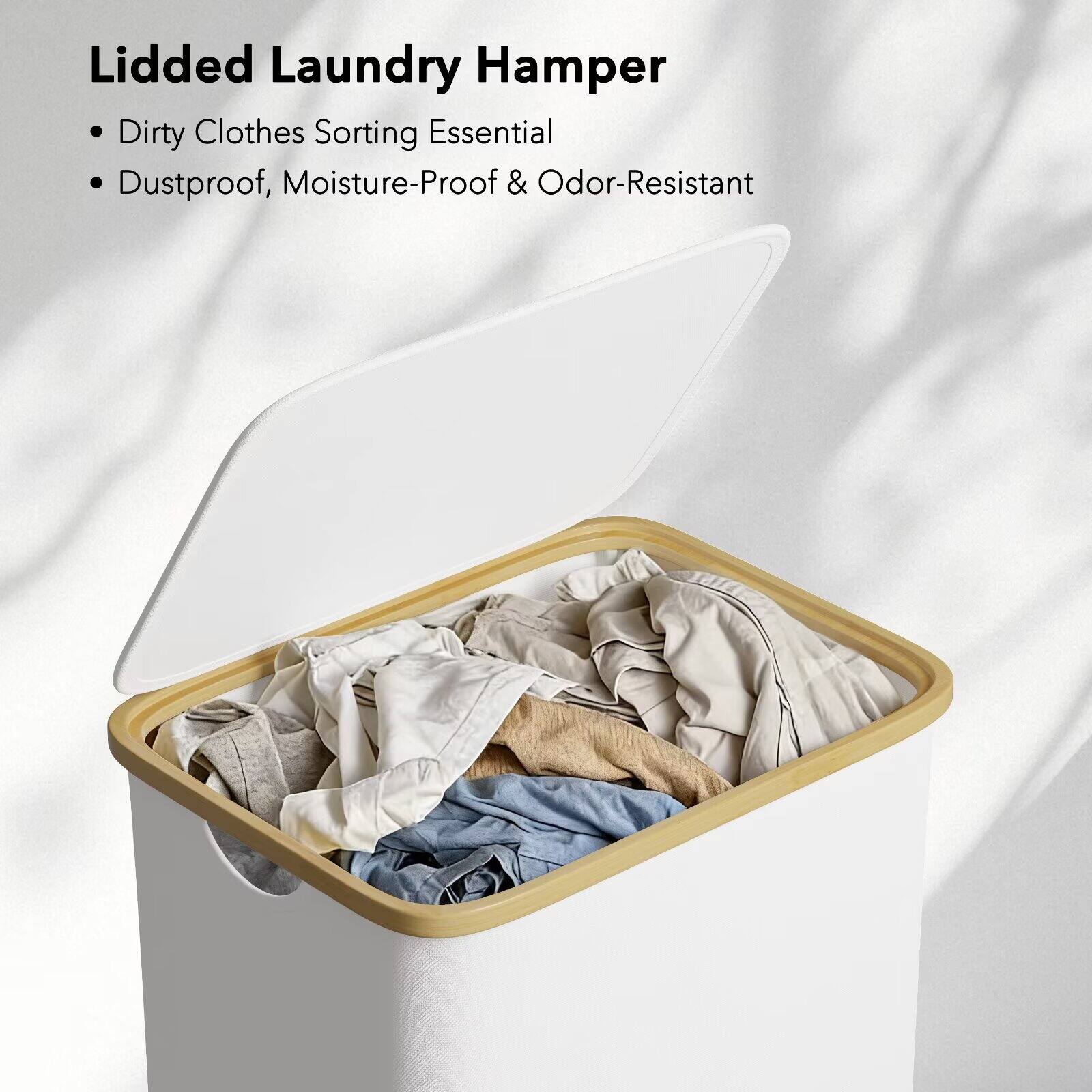 Lidded Laundry Hamper  
- Dirty Clothes Sorting Essential  
- Dustproof, Moisture-Proof & Odor-Resistant