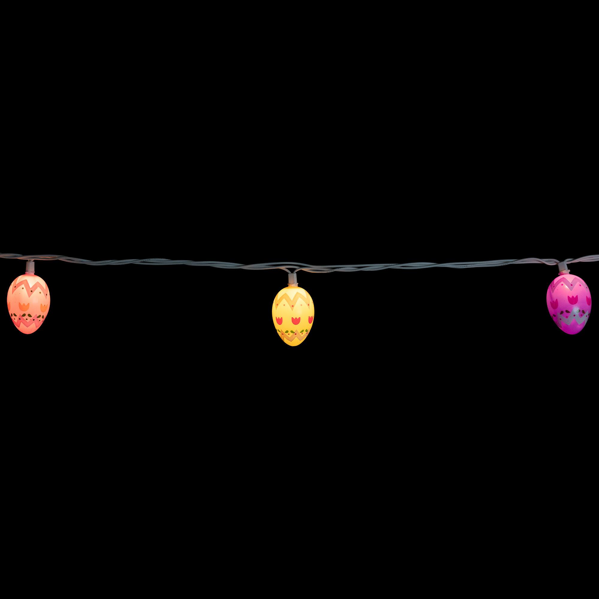 Alt View 2. Northlight - 10-Count Pastel Multi-Color Easter Egg String Light Set, 7.25ft White Wire - Pink.