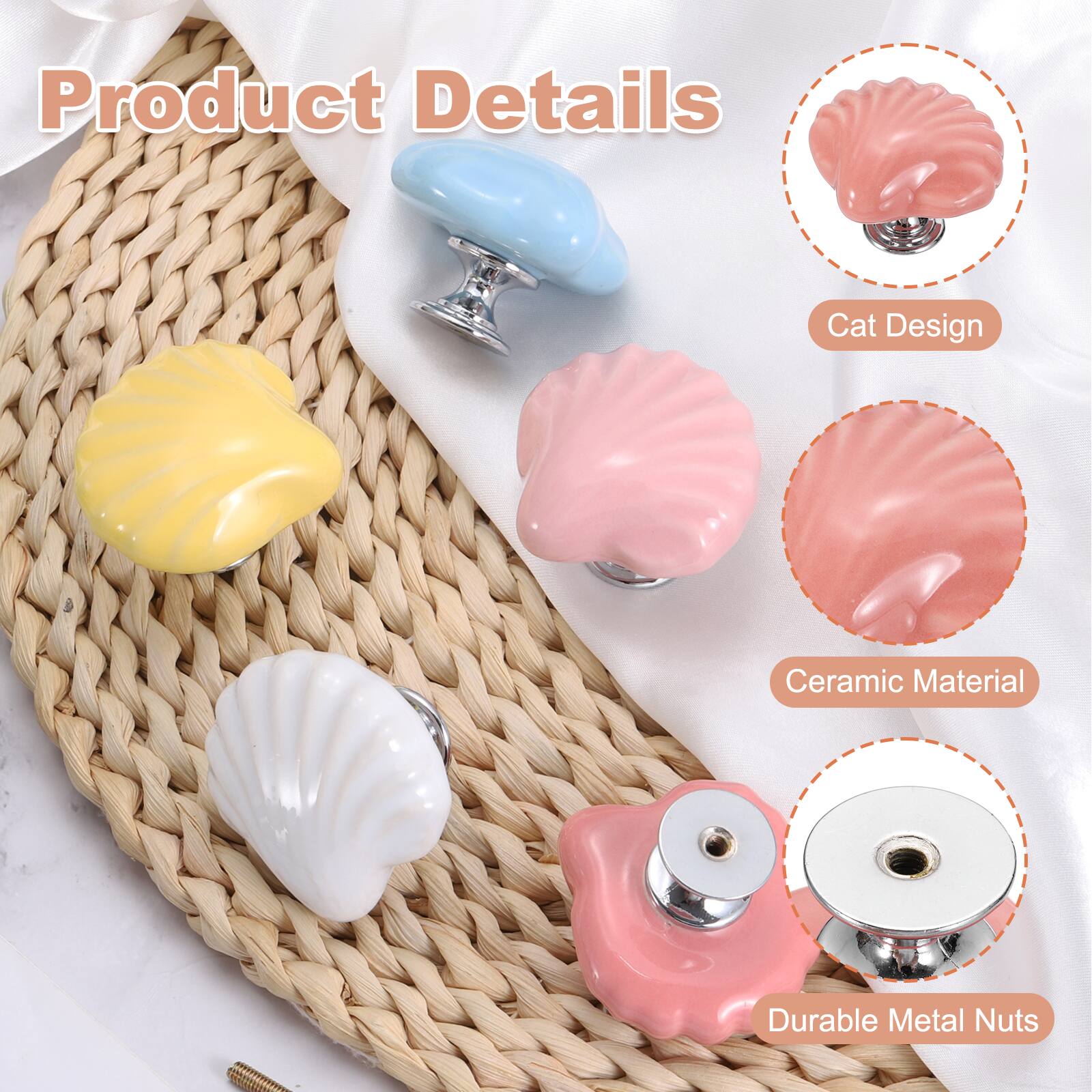 Product Details

- Cat Design
- Ceramic Material
- Durable Metal Nuts