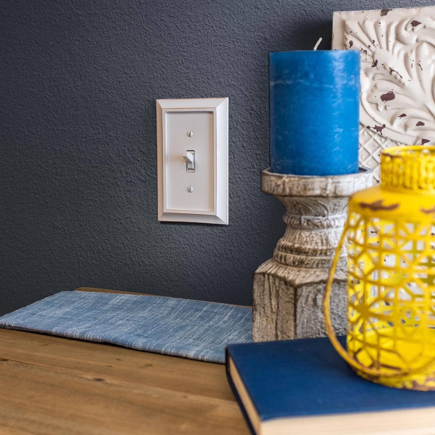 Left. AMERELLE - Amerelle Savannah White 1 gang Wood Decorator Wall Plate 1 pk - White.