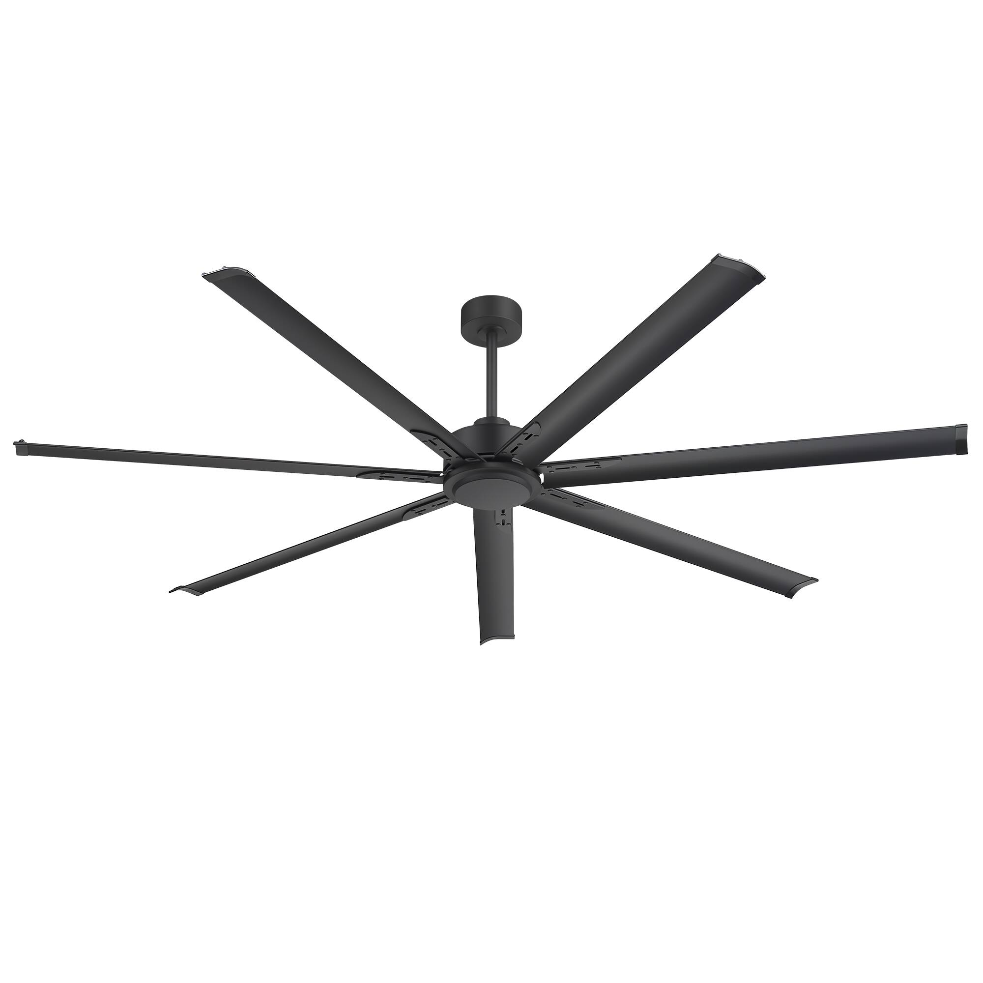 Alt View 7. Breezary - 84-Inch Large Quiet Industrial Ceiling Fan with DC Motor, 7 Aluminum Blades, Remote Control, Downrod Mount, 6 Speeds - Black.
