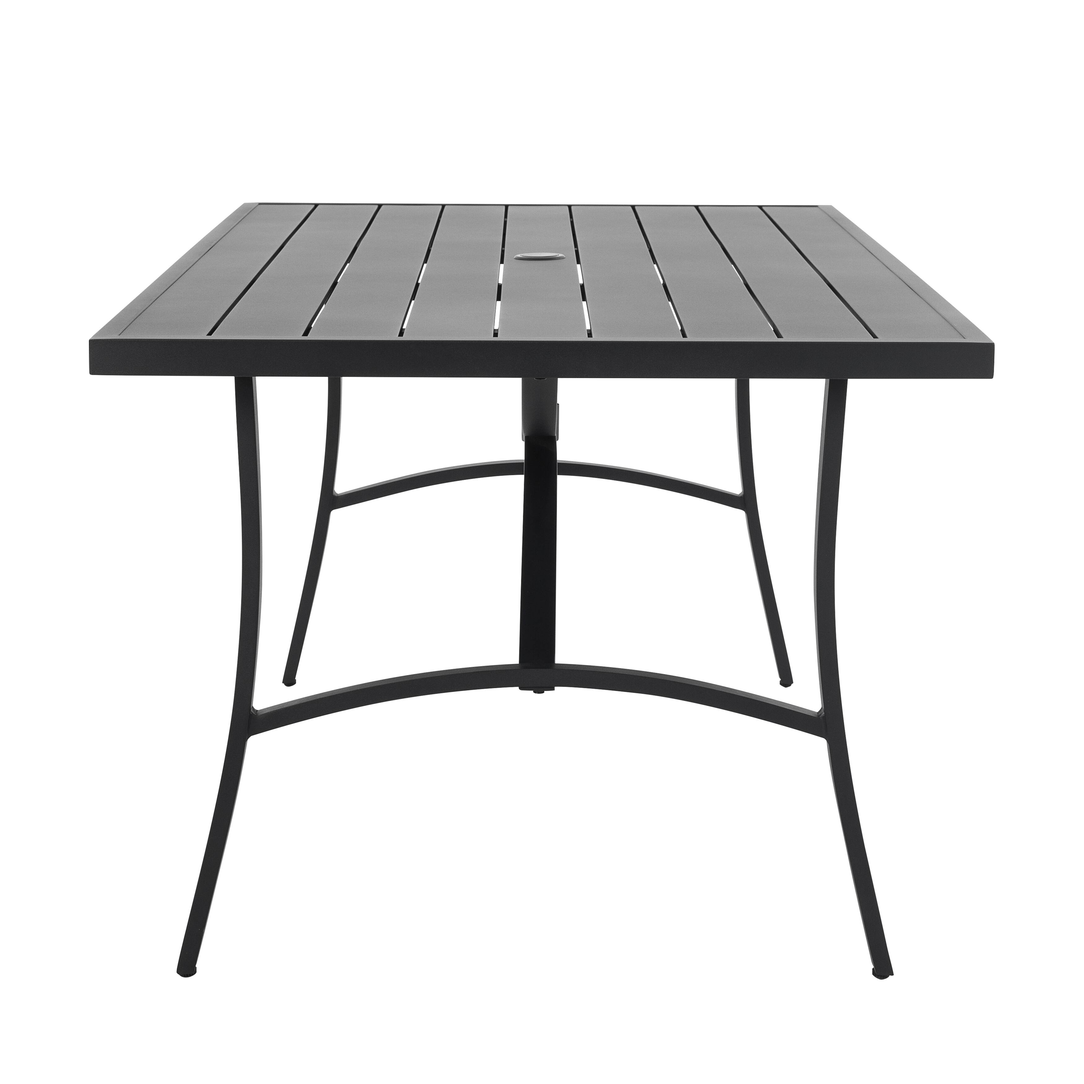 Alt View 6. Nuu Garden - Outdoor Rectangle Metal Dining Table with 1.70'' Umbrella Hole, Aluminum Tabletop and Sturdy Frame - Black.
