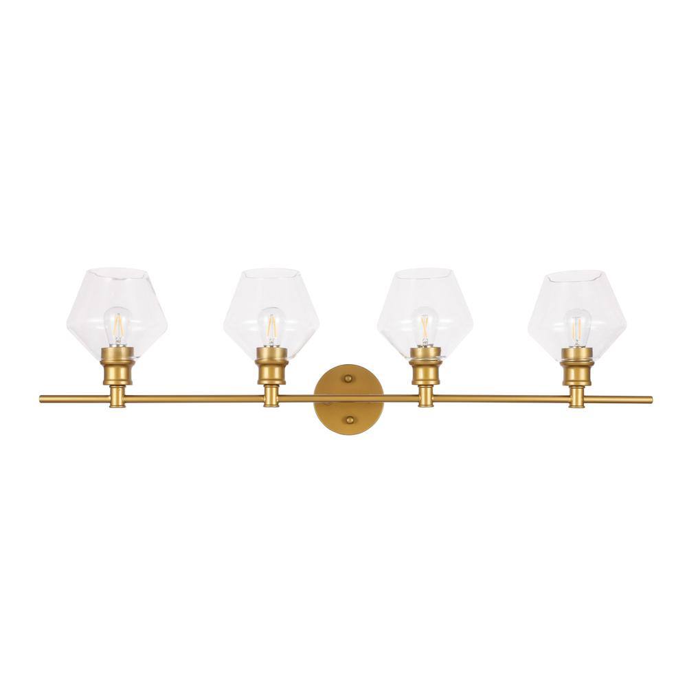 Alt View 9. Living District - Gene 4 light Brass and Clear glass Wall sconce - Brass And Clear Glass.