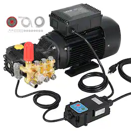 VEVOR - Electric Pressure Washer Pump Kit, 1220 PSI, 2.2 GPM, Triplex Power Washer Pump with 2 HP Motor 120 V - Black