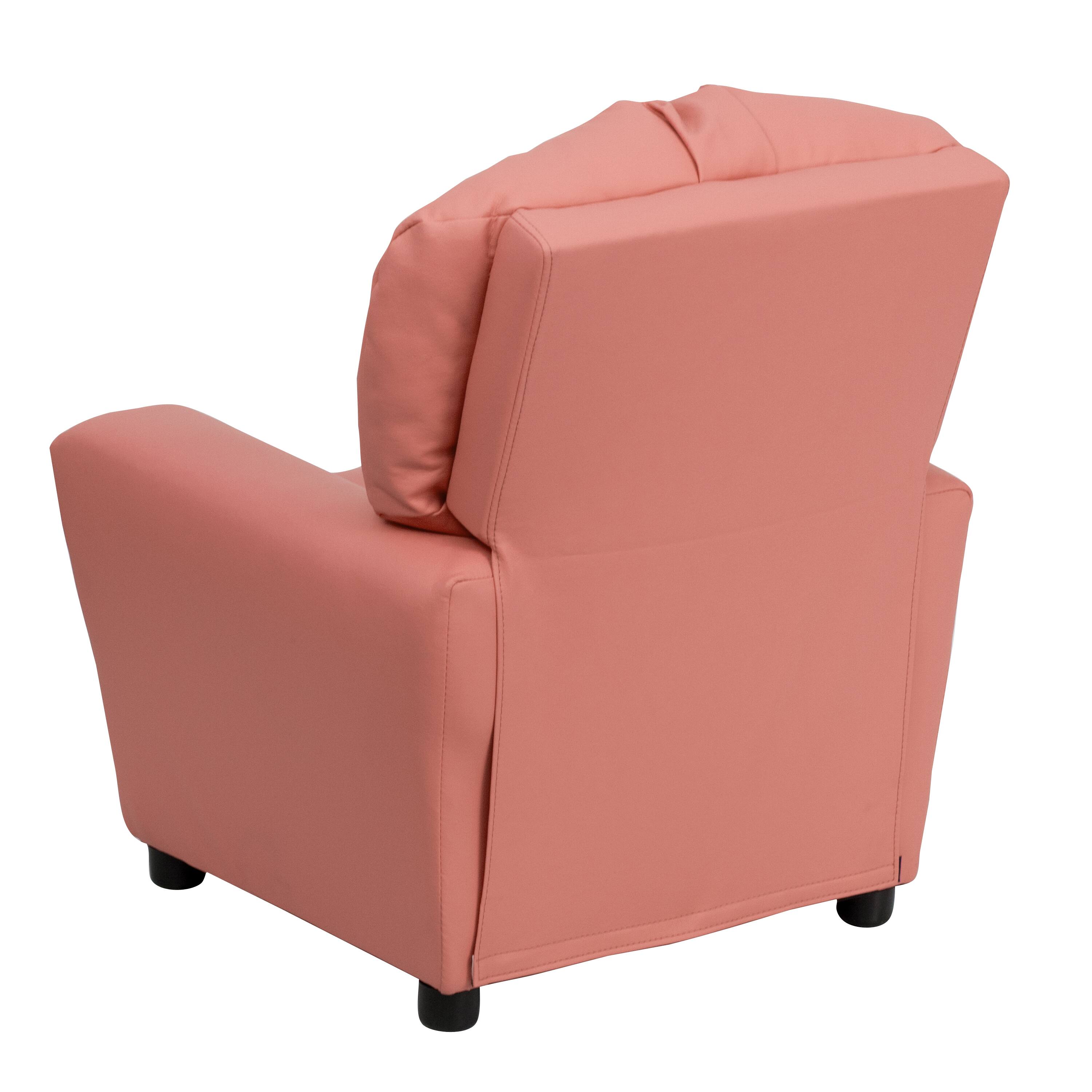 Alt View 4. Emma + Oliver - Contemporary Kids Recliner with Cup Holder - Pink Vinyl.
