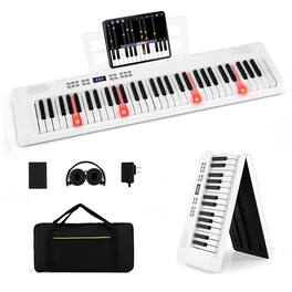 Gymax - 61-Key Foldable Piano Keyboard w/MIDI Split Function Headphone Sustain Pedal - White
