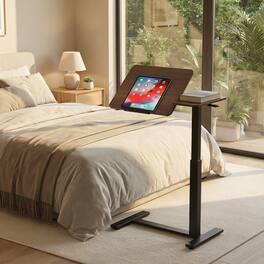 Anysun - Mobile Adjustable Standing Desk – Overbed Bedside Desk with Flip Desktop and 4 Wheels, Height & Angle Adjustable Rolling - Brown+Black