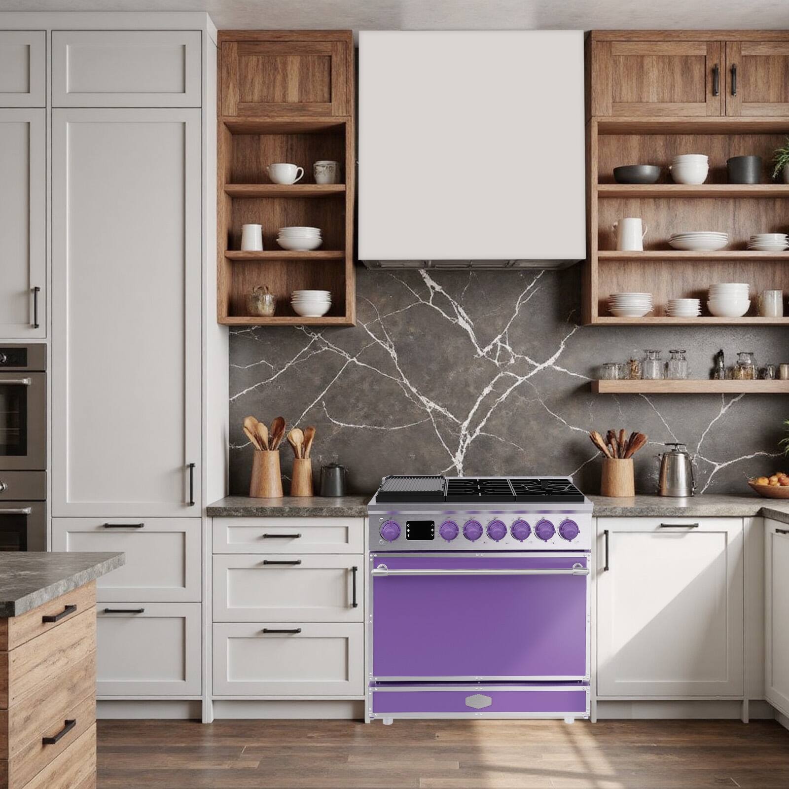 Alt View 8. Akicon - Akicon 4.2 Cu.ft Freestanding Gas Rapid Convection Range with 6 Sealed Burners and Cast Iron Grates in Dahlia Purple - Dahlia Purple.