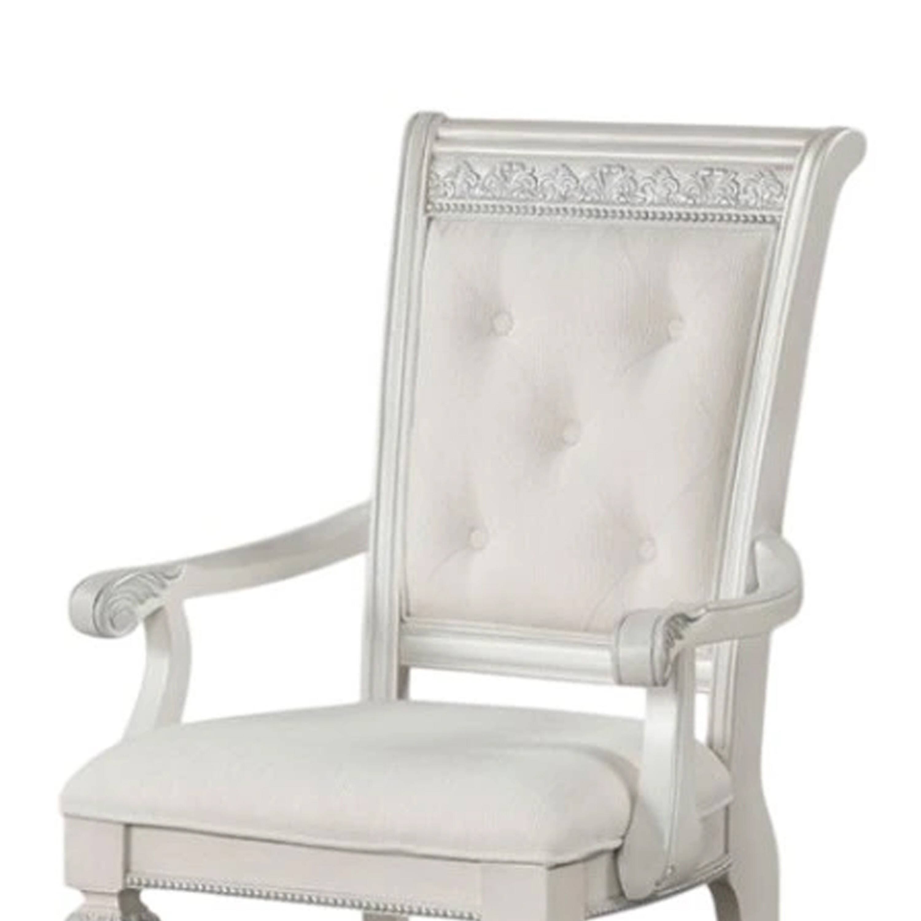 Alt View 2. Manhattan Lane - Miamy Dining Armchair Set of 2, Solid Wood - Ivory.
