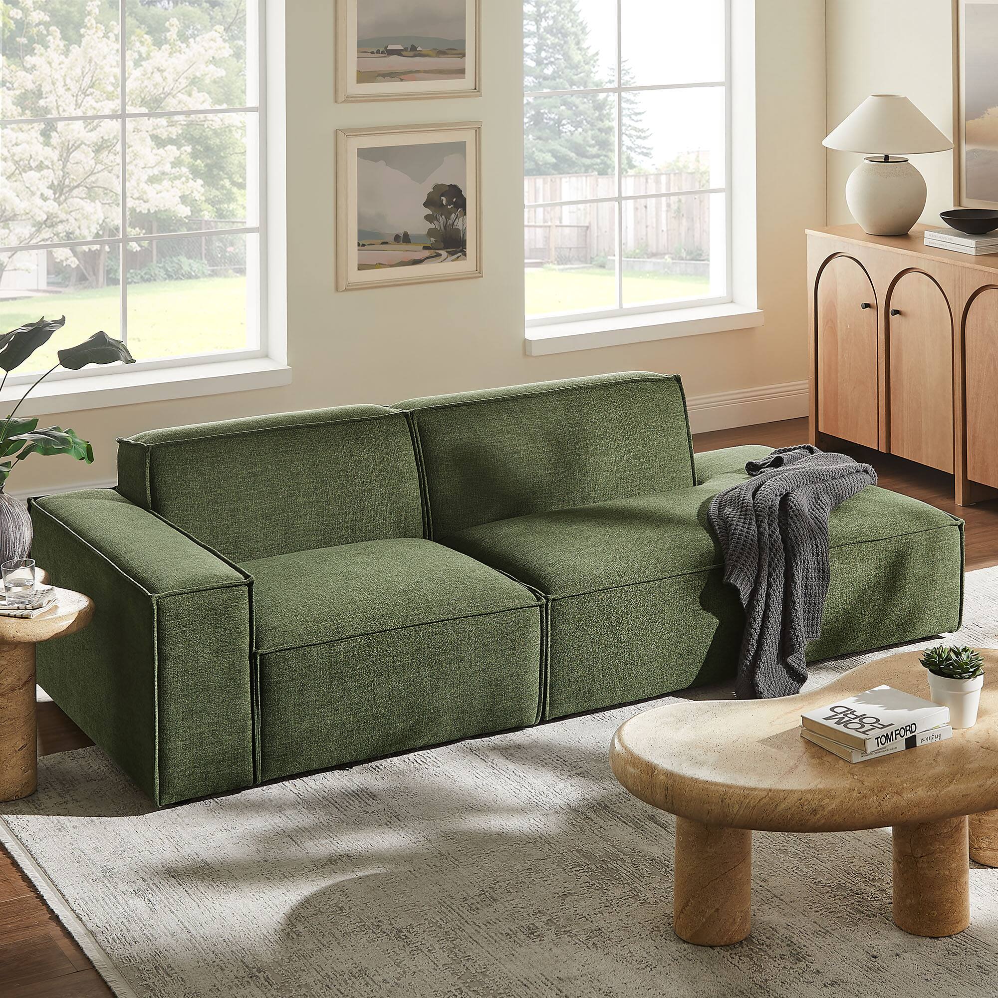 Alt View 7. Modway - Restore 2-Piece Performance Fabric Upholstered Modular Loveseat by Modway - Foliage.