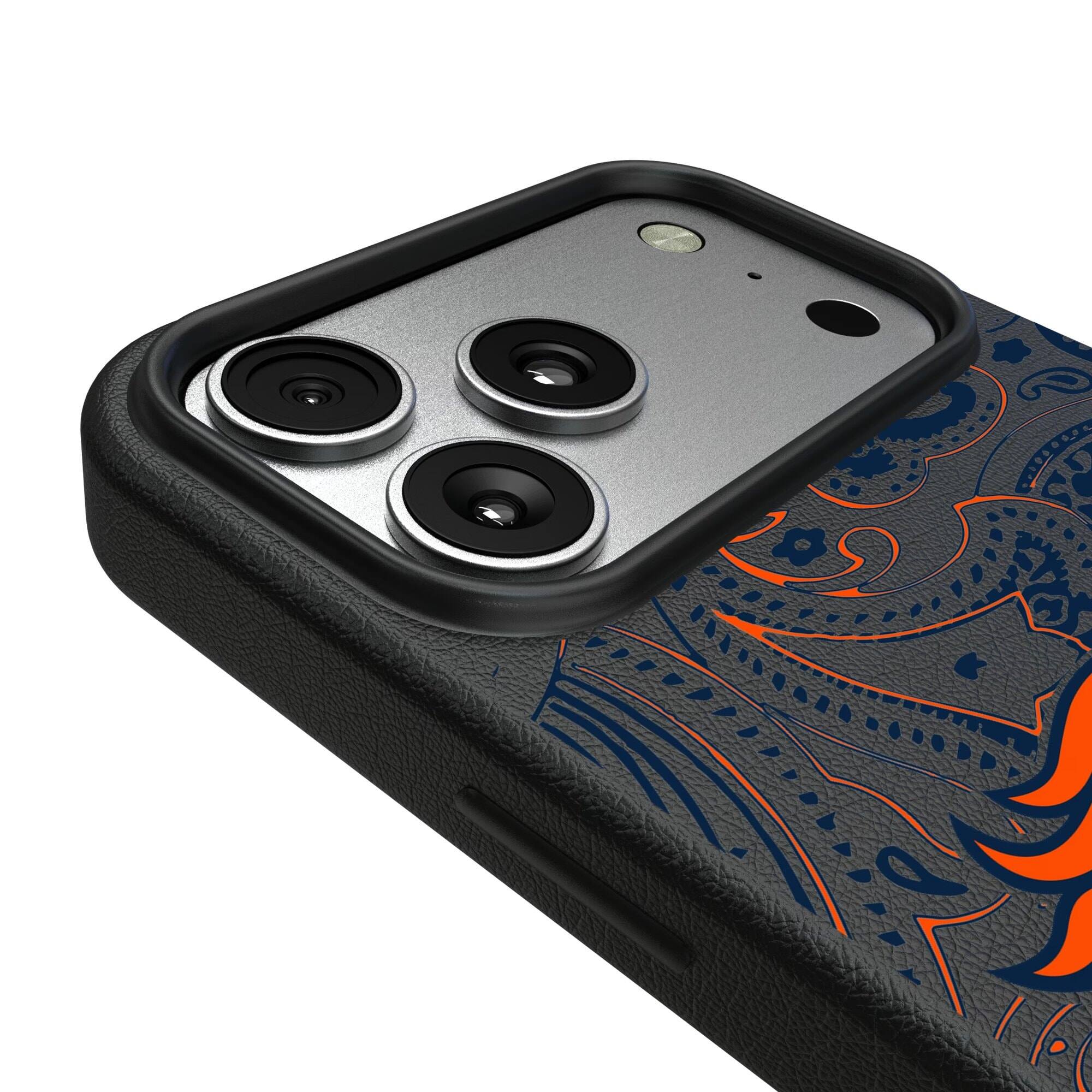 Alt View 2. Keyscaper - Paisley iPhone Magnetic Bump Case - 15 Pro Max - Black.
