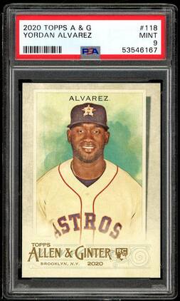 Yordan Alvarez Rookie Card 2020 Topps Allen & Ginter #118 PSA 9