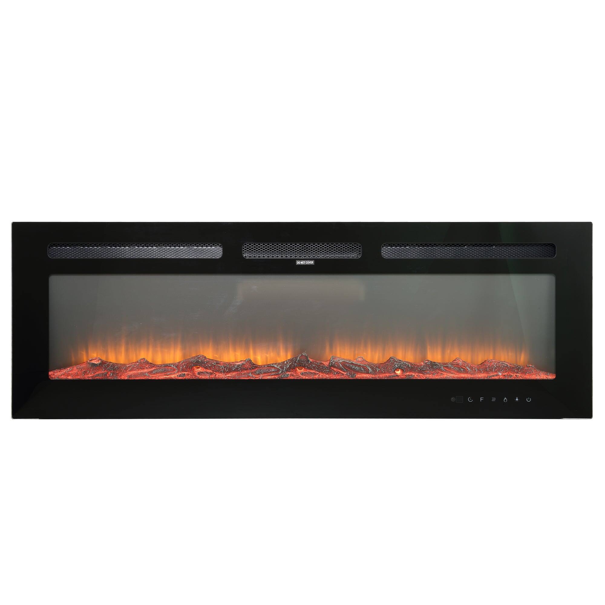 Alt View 1. Boyel Living - 50 in. Wall Mounted Recessed Electric Fireplace with Logs and Crystals - Black.