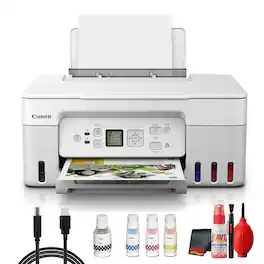 Canon - PIXMA G3270 MegaTank Wireless All-in-One Printer Bundle - White