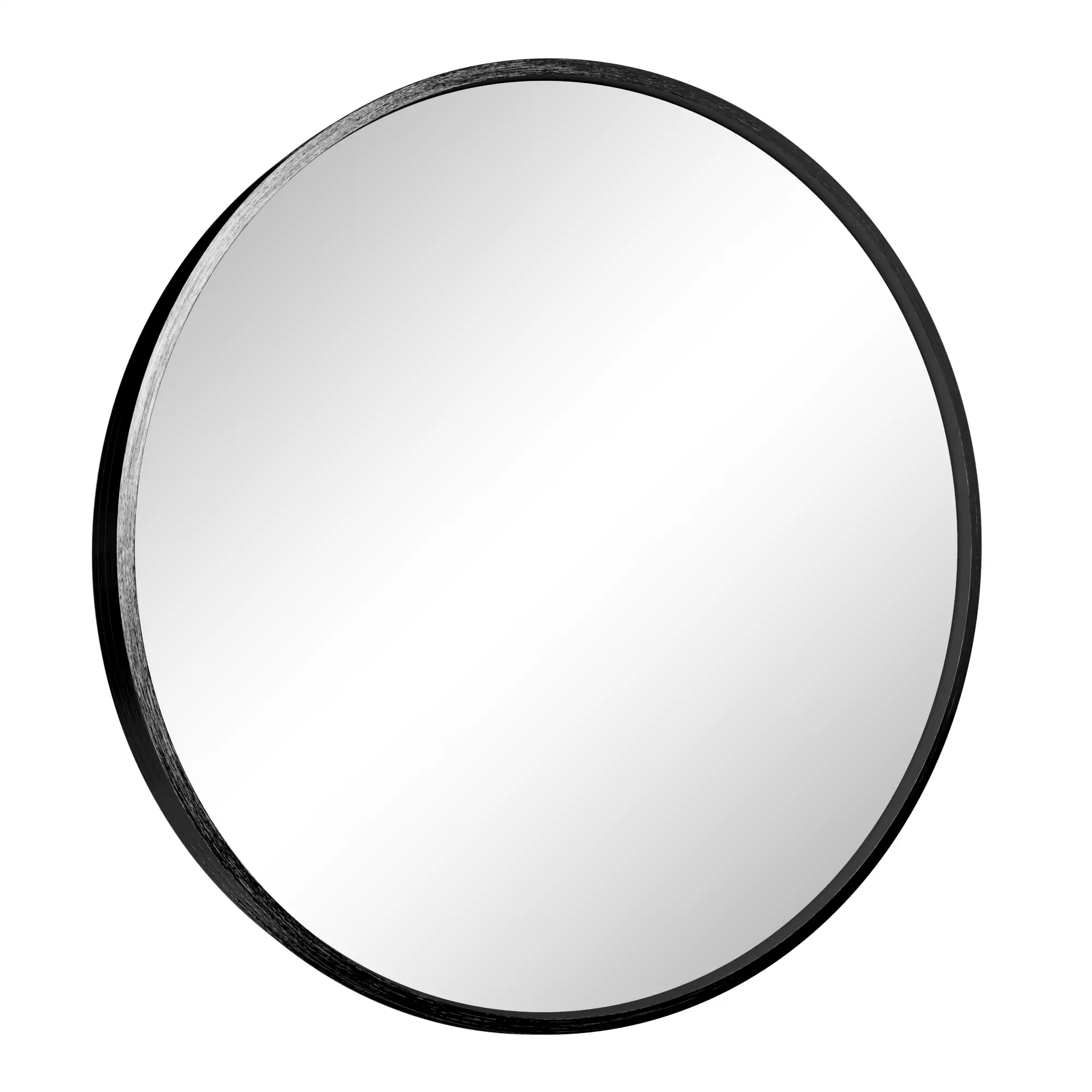 Back. Lirago - Black Round Aluminum Alloy Framed Mirror with Tempered Glass 31"W x 31"H x 1.1"D - Black.