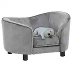 Front. Boyel Living - Gray Plush Dog Sofa with Solid Fir Wood Frame and Thick Foam for Small Pets - Gray.