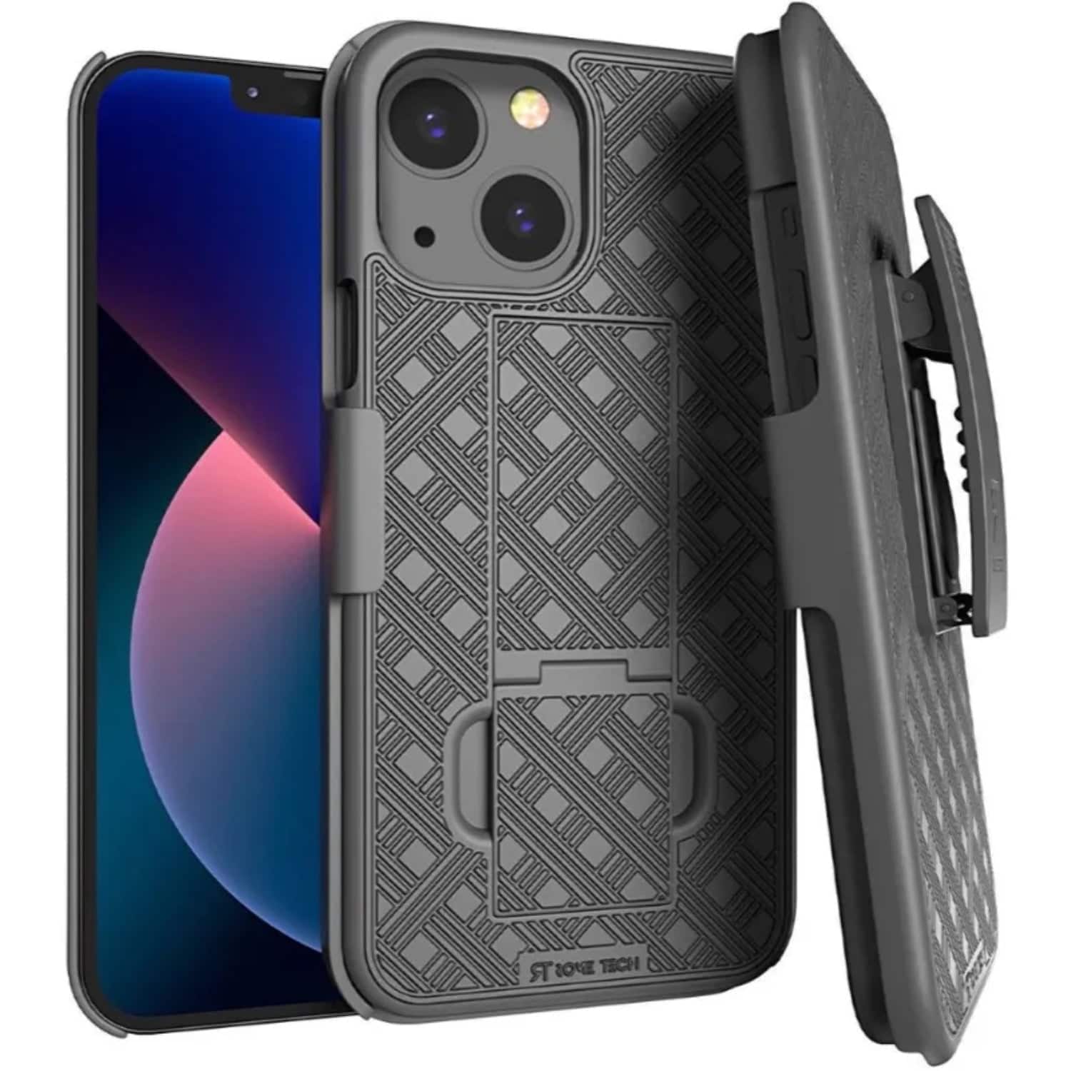 RomeTech - Shell Holster Combo Case for Apple iPhone 13 - Black