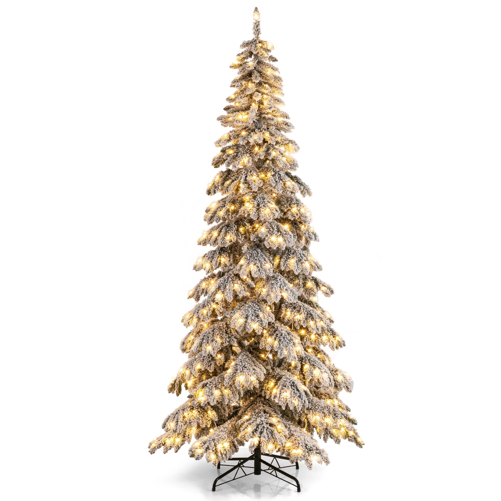 Gymax - 9 FT Artificial Christmas Tree w/Quick Power Connectors1223 Flocked Branch Tips - White