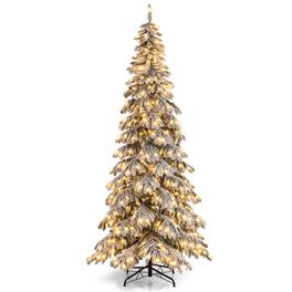 Gymax - 9 FT Artificial Christmas Tree w/Quick Power Connectors1223 Flocked Branch Tips - White