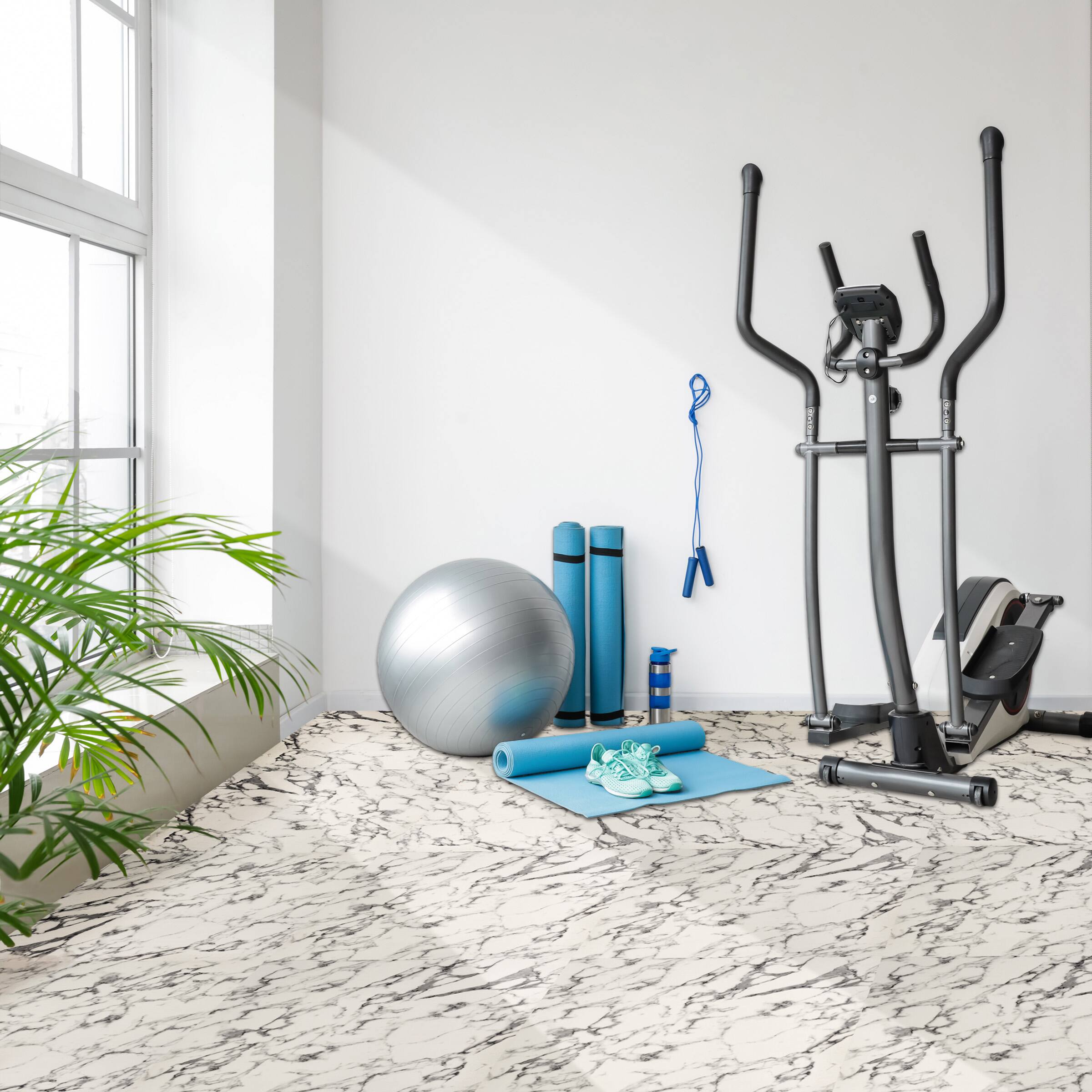 Alt View 1. Sorbus - Sorbus 3/8-Inch Thick 120 Sq. Ft. Wood Grain Floor Foam EVA Interlocking Mats Tiles w/ Borders - for Home, Trade Show - Marble White.