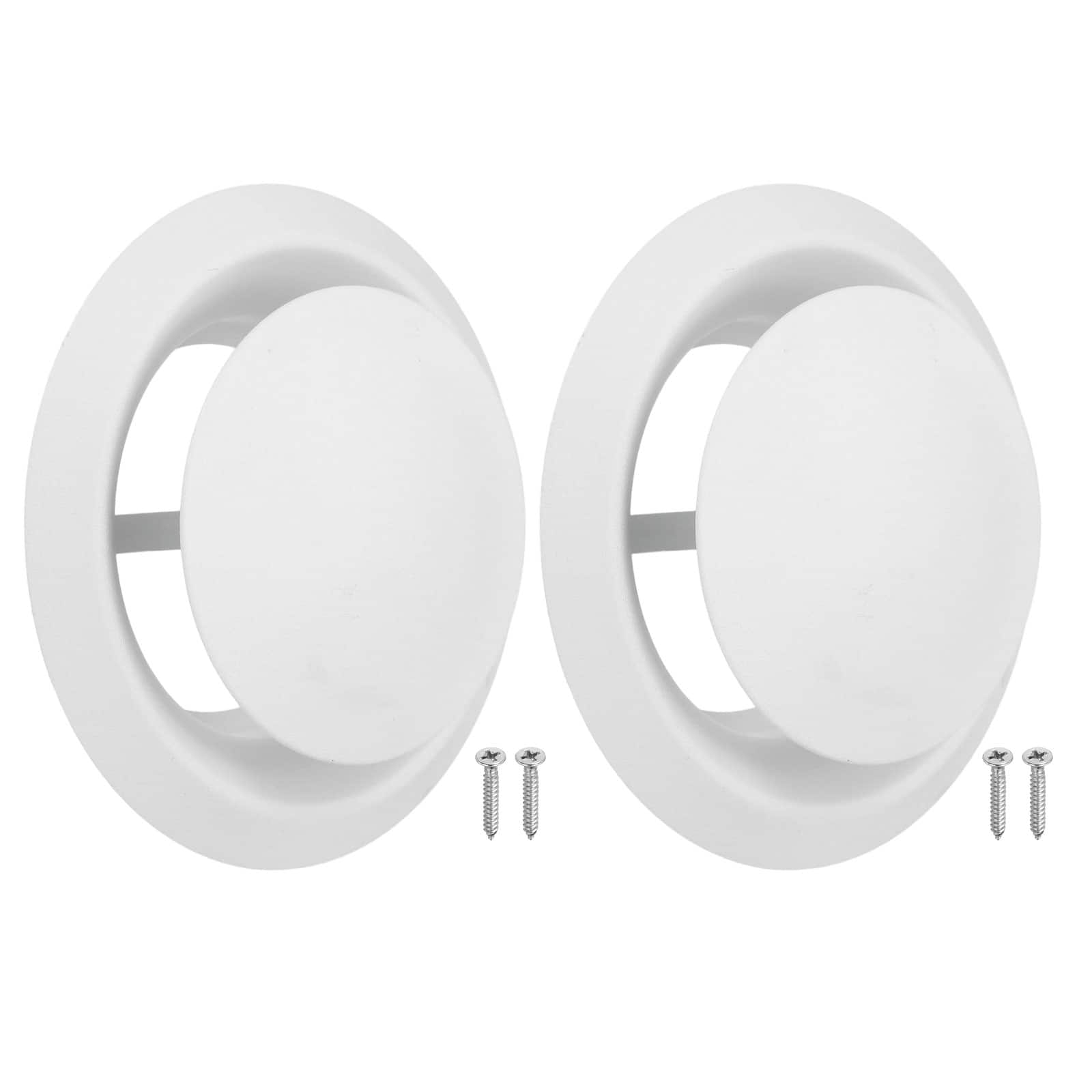 Unique Bargains - 2Set 5" Round Ceiling Diffuser, 304 Stainless Steel Adjustable Wall Air Vent Diffuser Duct Cover Exhaust Supply - White