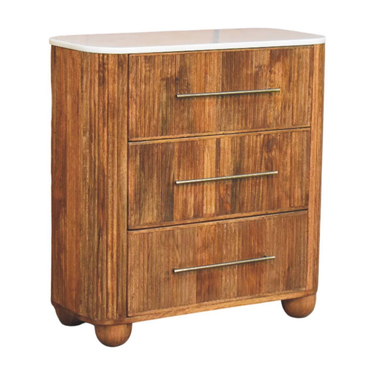Left. Artisan Furniture - Artisan Furniture Solid Wood Beaumont Marble Chest, 3 Drawer, Brown - Brown.