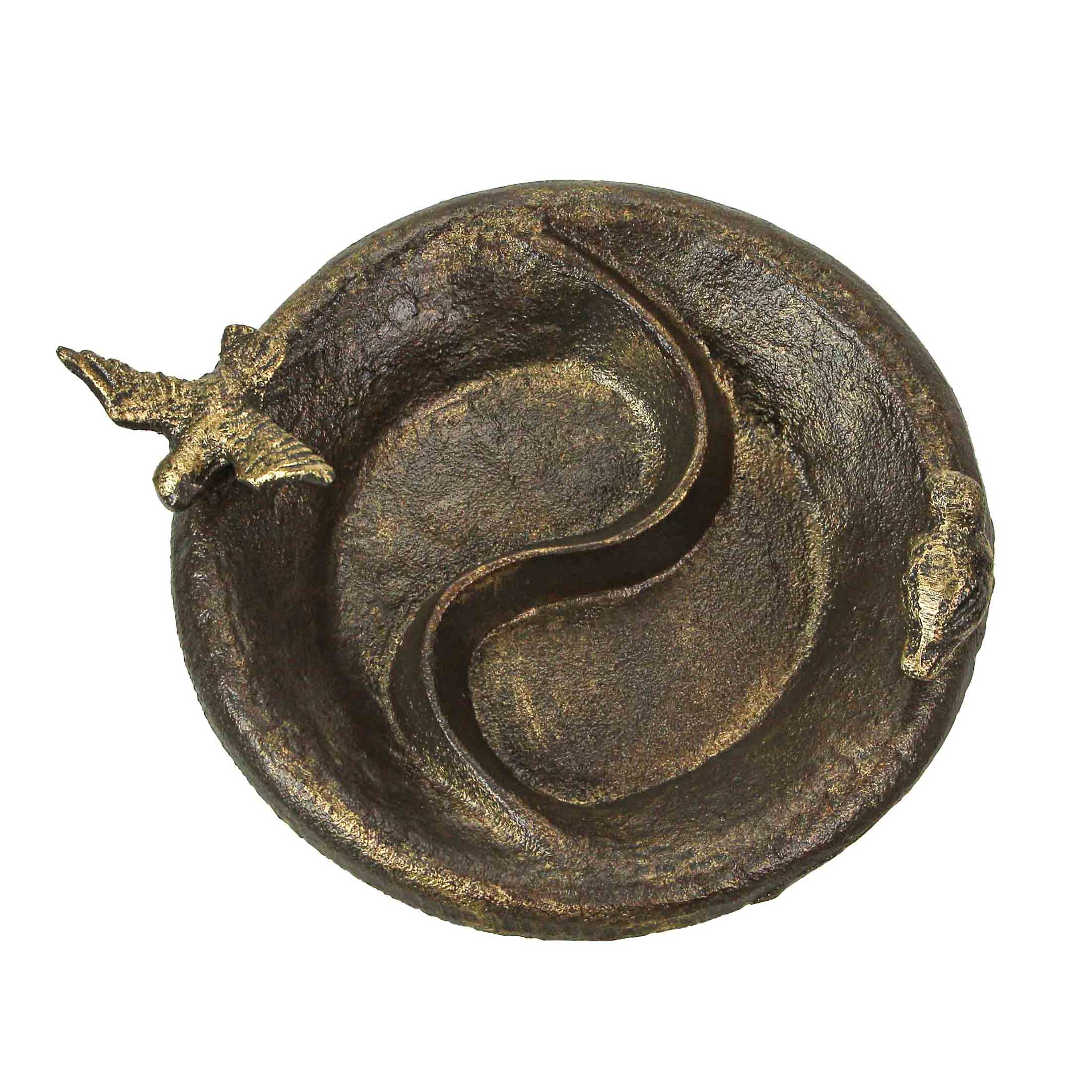 Alt View 1. Zeckos - Rustic Cast Iron Bronze Finish Bird Bath Feeder Pedestal Home Garden Decor 20 In - Bronze.