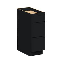 Boyel Living - 12-in W x 34.5-in H x 24-in D Shaker RTA Kitchen 3-Drawer Base Cabinet with Soft-Close Drawers - Black