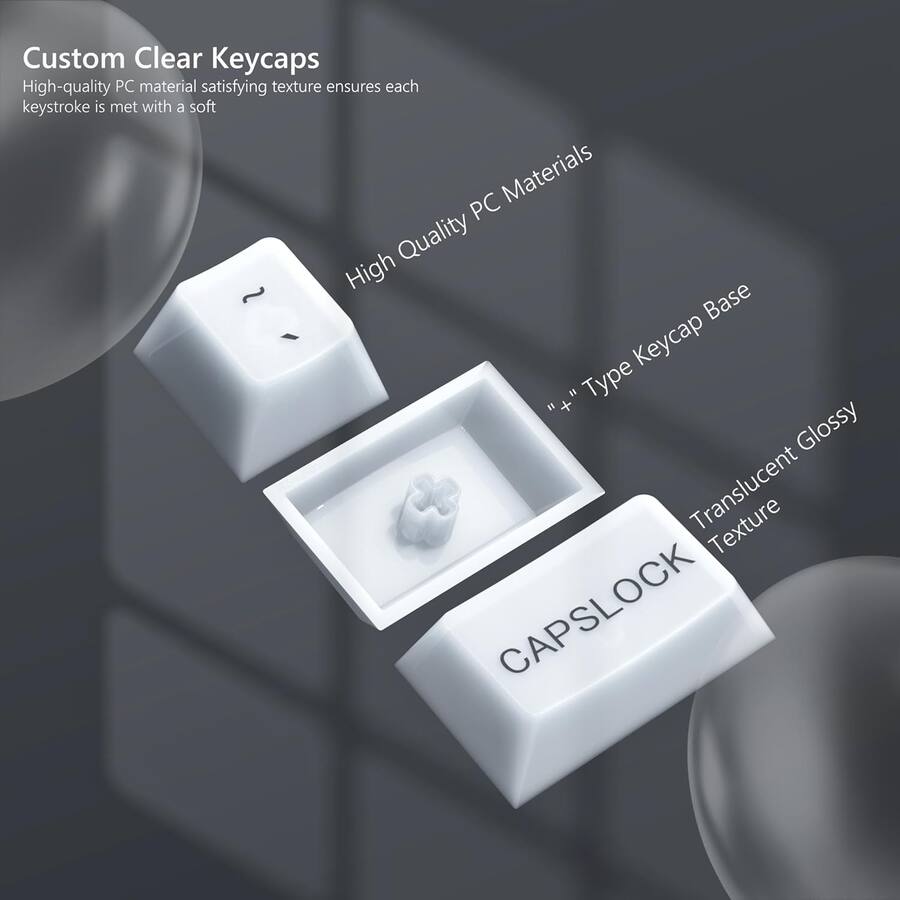 White Computer Keyboard Transparent Womier Jelly Keycaps,Clear Cute Keycaps, Transparent Custom Cherry ...