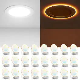 DAYBETTER - 6 in. Ultra Thin Canless LED Recessed Lighting, 5CCT Dimmable Wafer Light with Night Light and Junction Box