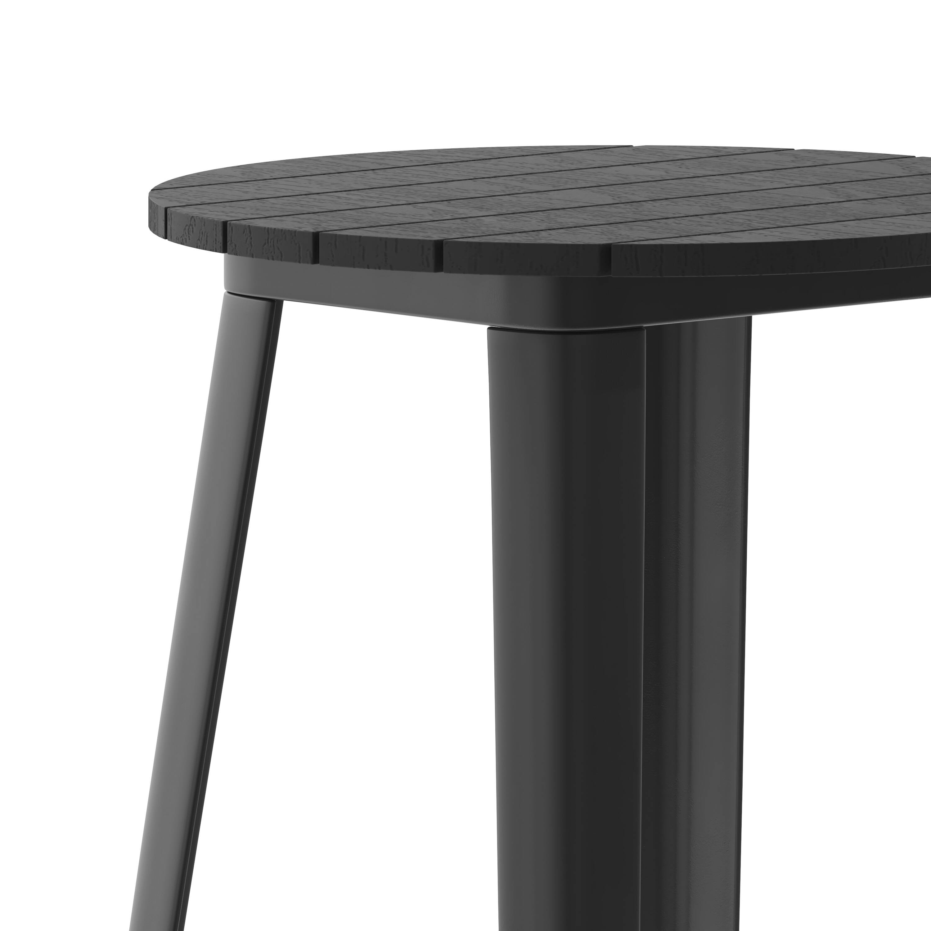 Alt View 9. Emma + Oliver - Drew Indoor/Outdoor Bar Top Table, 23.75" Round All Weather Poly Resin Top with Steel base - Black Top/Black Frame.