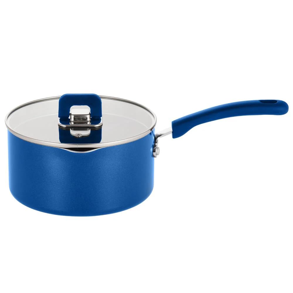 Front. NutriChef - NutriChef Saucepan Pot with Lid, Non-Stick Stylish Kitchen Cookware, 3.1 Quart, Works with NCCWSTKBULSAU31 - Blue.