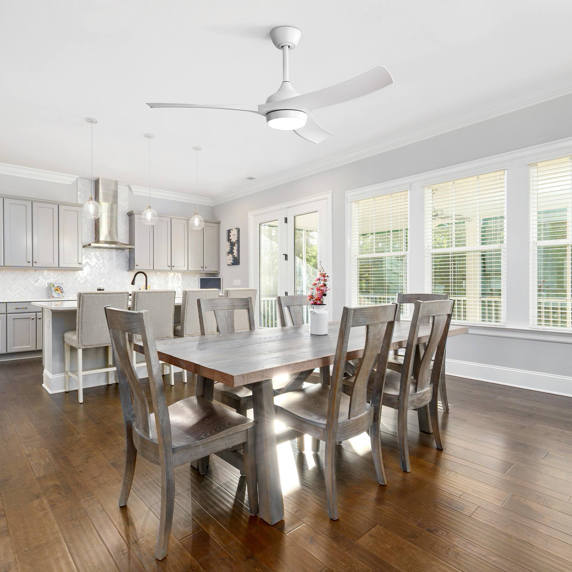 Alt View 4. GreenEver - 52-inch LED Ceiling Fan with 6-Speed Remote, 3-Color Dimming, Reversible DC Motor & All-Season Comfort - White.