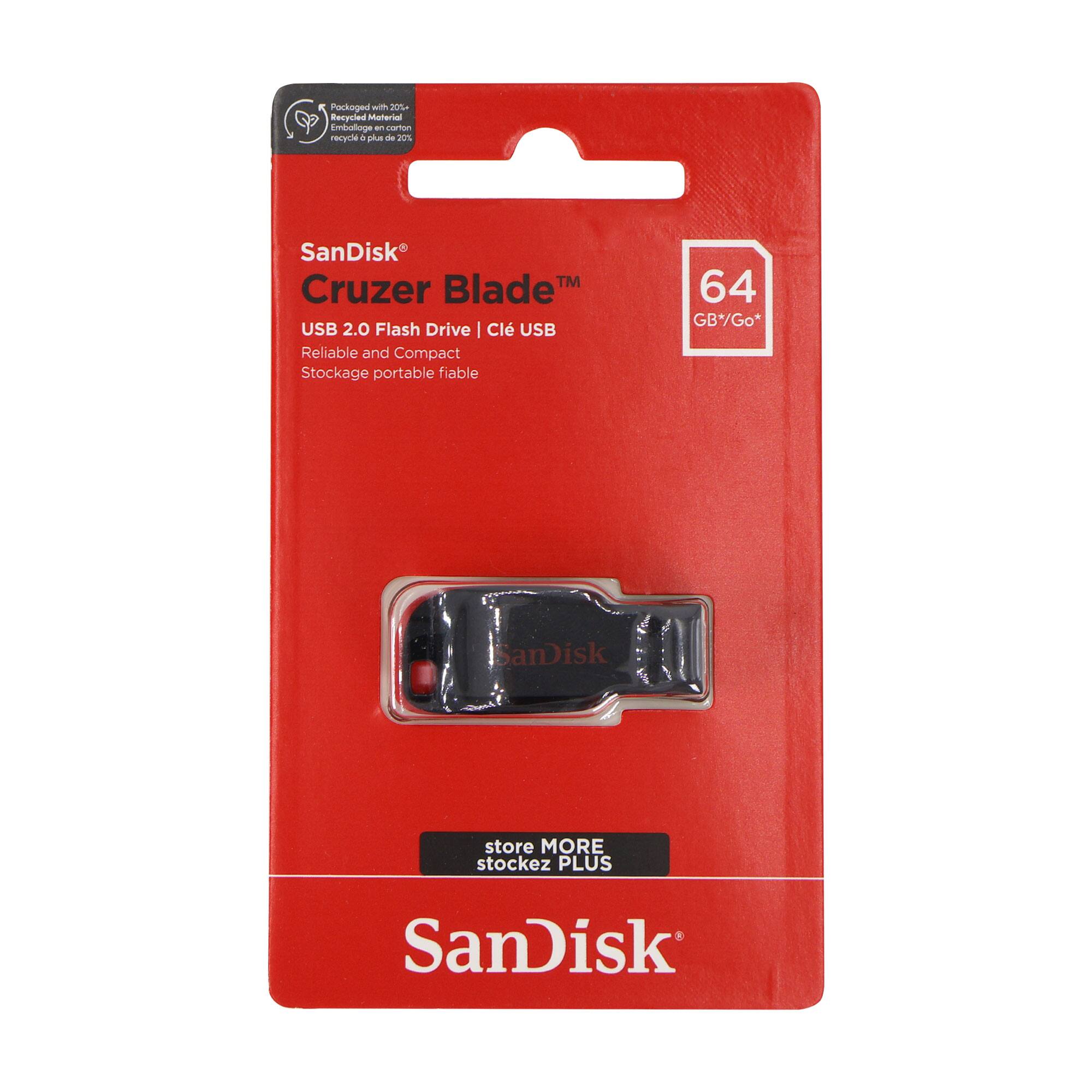 SanDisk Cruzer Blade USB 2.0 Flash Drive | Clé USB  
Reliable and Compact Stockage portable fiable  
64 GB*  
store MORE stockez PLUS