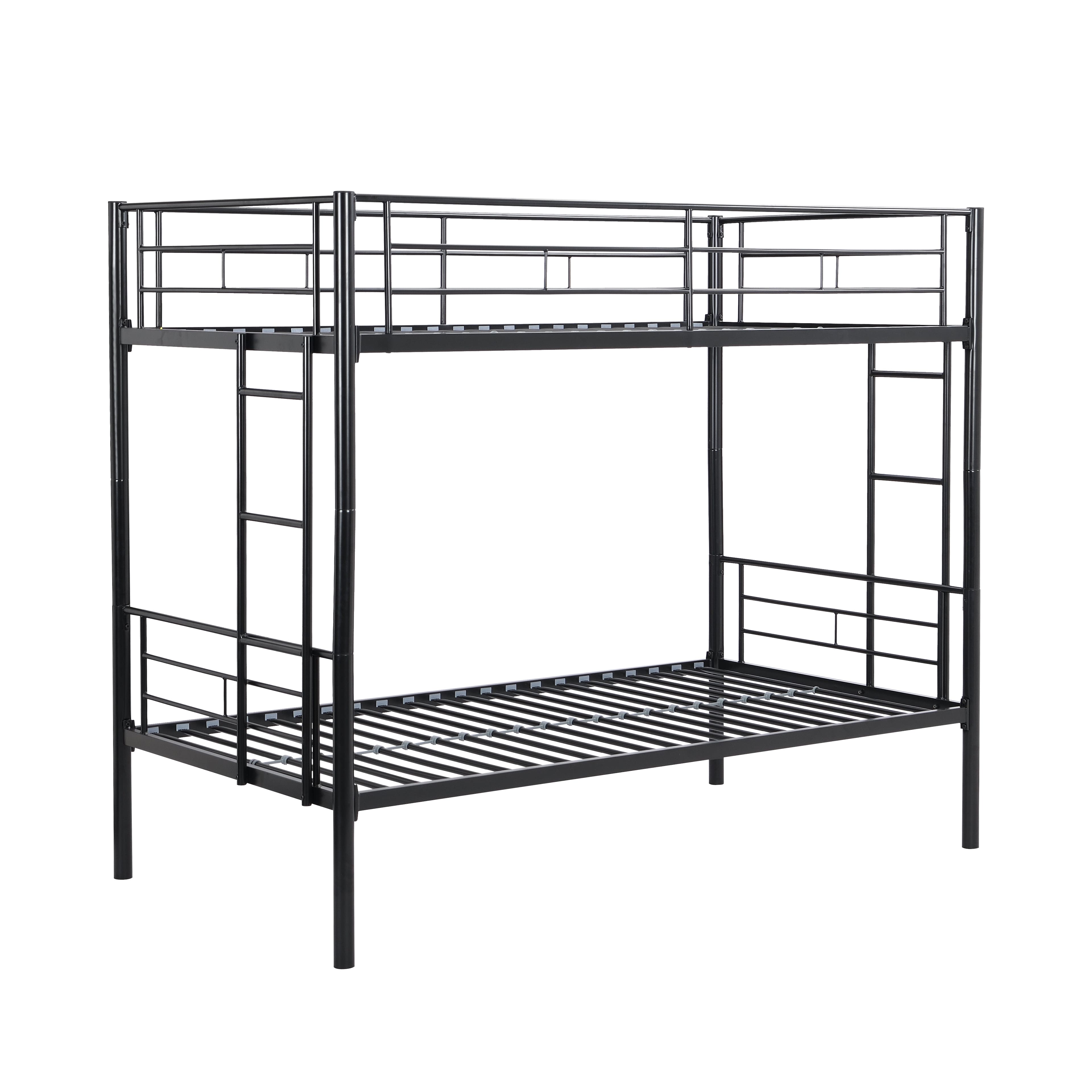 Boyel Living - Metal Twin Over Twin Bunk Bed Strong Steel Frame Easy Assembly No Box Spring Needed - Black