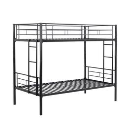 Boyel Living - Metal Twin Over Twin Bunk Bed Strong Steel Frame Easy Assembly No Box Spring Needed - Black