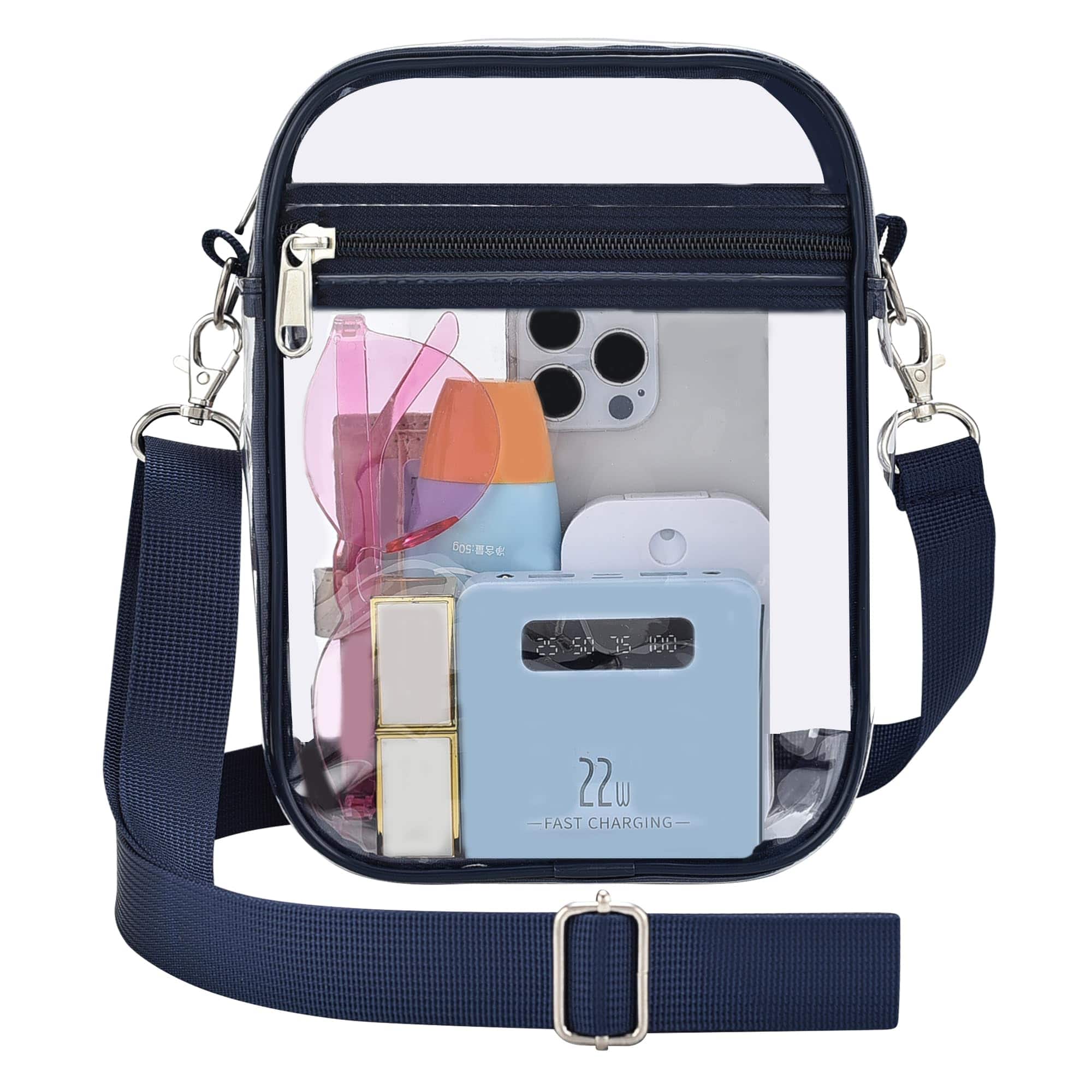 Live At Space - Small Clear Bag Stadium Approved Purses Sports Events Pvc Messenger For Women 【Stadium Approved Size】Perfect size for - Navy Blue-Small