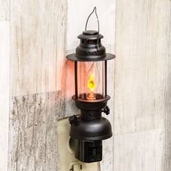 Left. BreeBe - Black Lantern Plug-In Nightlight w/1 W Flicker Bulb - Black.