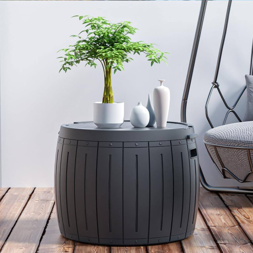 Back. Mondawe - 48 Gallons Resin Waterproof Easy-Assembly Outdoor Storage Box - Gray.