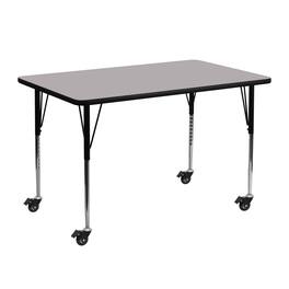Emma + Oliver - Mobile 24x48 Rectangle Laminate Adjustable Activity Table - Gray
