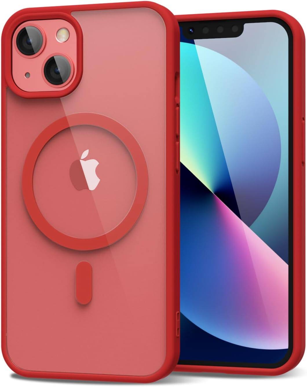 Left. Entronix - Entronix Magnetic iPhone 14 Case with Clear Back and Soft Matte Frame - Black.