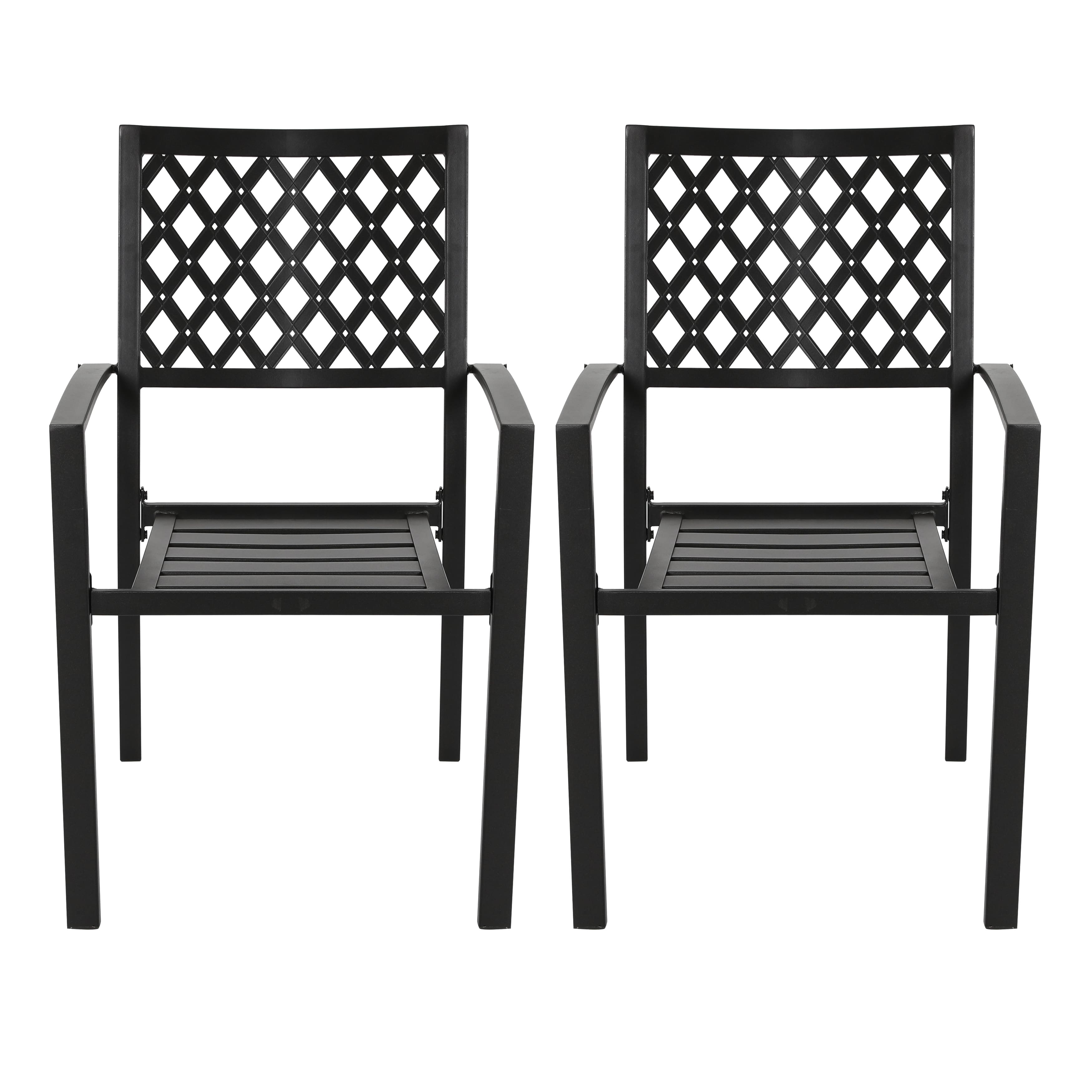 Nuu Garden - Outdoor 2-Piece Patio Chair Set, Powder-coated Finish and Iron Frame - Black with Gold Speckles