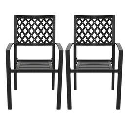 Nuu Garden - Outdoor 2-Piece Patio Chair Set, Powder-coated Finish and Iron Frame - Black with Gold Speckles