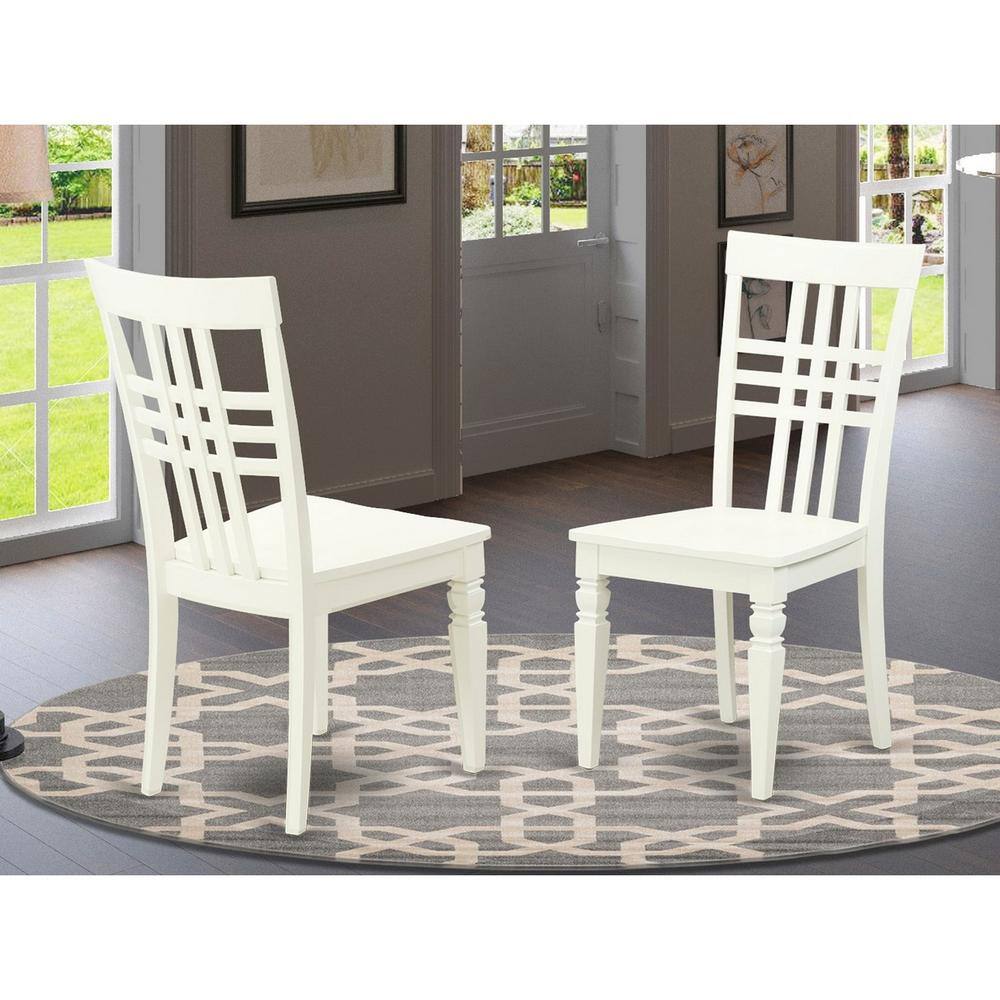 Left. East West Furniture - Logan Dining Chair with Wood Seat - Linen White Finish. - Linen White.