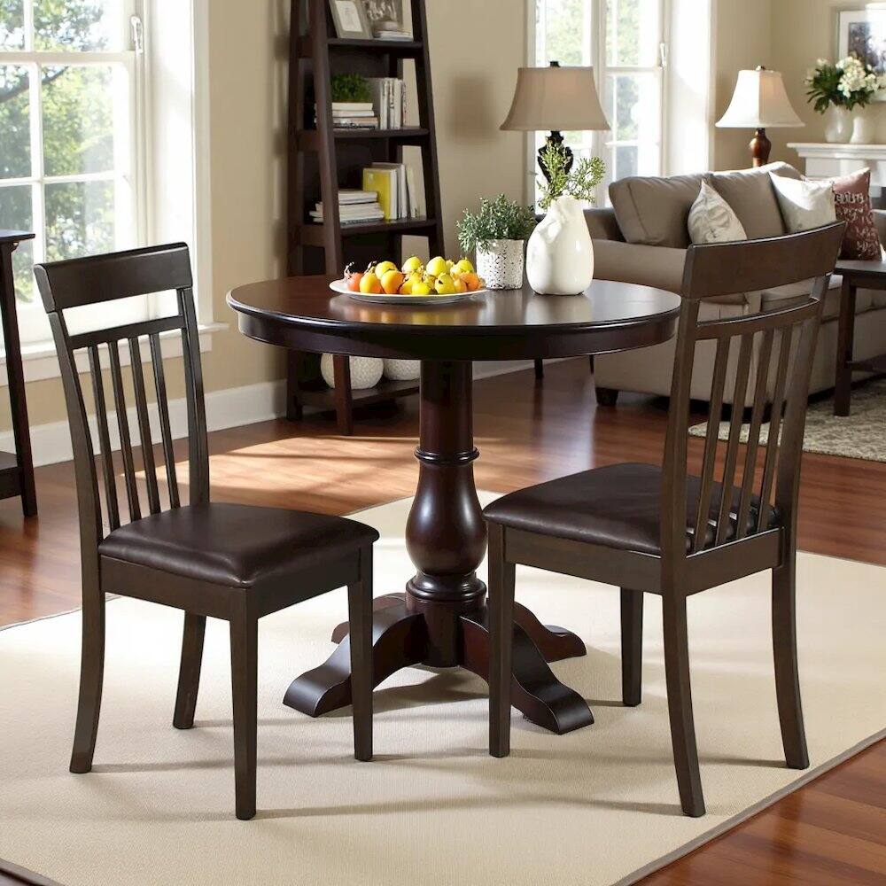 Left. FurniFact - Elegant Wooden Dining Chairs – Slat Back Kitchen Chairs - Cappuccino.