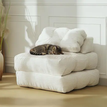 Front. Acekool - Folding Sofa Bed,Convertible Sleeper Chair with Pillow, Beige - Beige.